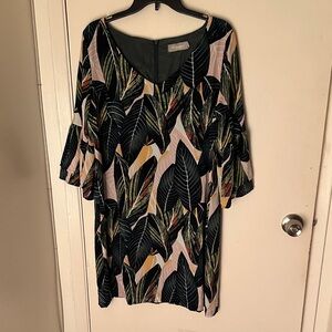 Leaf Print Long Sleeve Dress